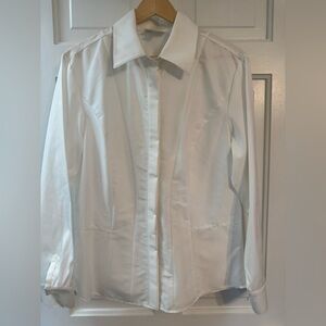 Coldwater Creek White Stretch Cotton Button Down Shirt M